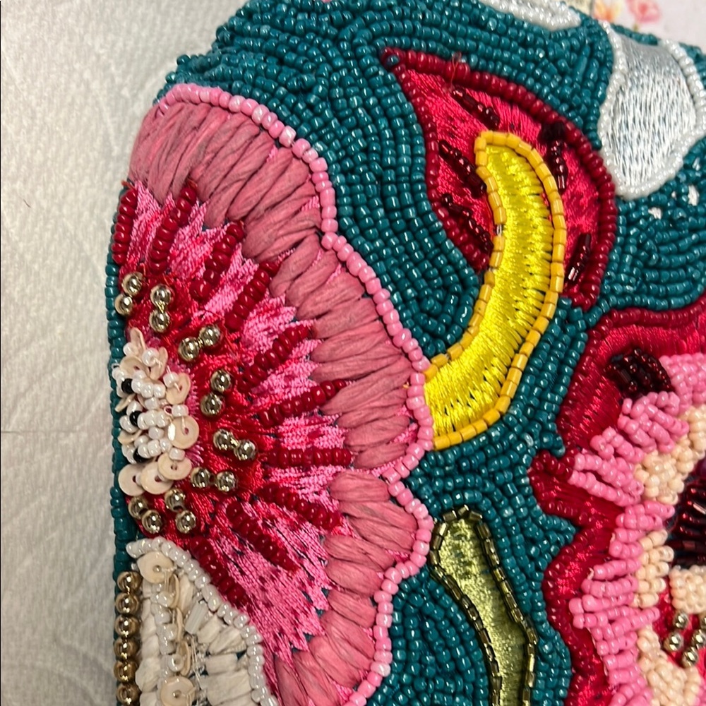 Handcrafted In India | Beaded Floral Shoulder Bag - Picture 7 of 8